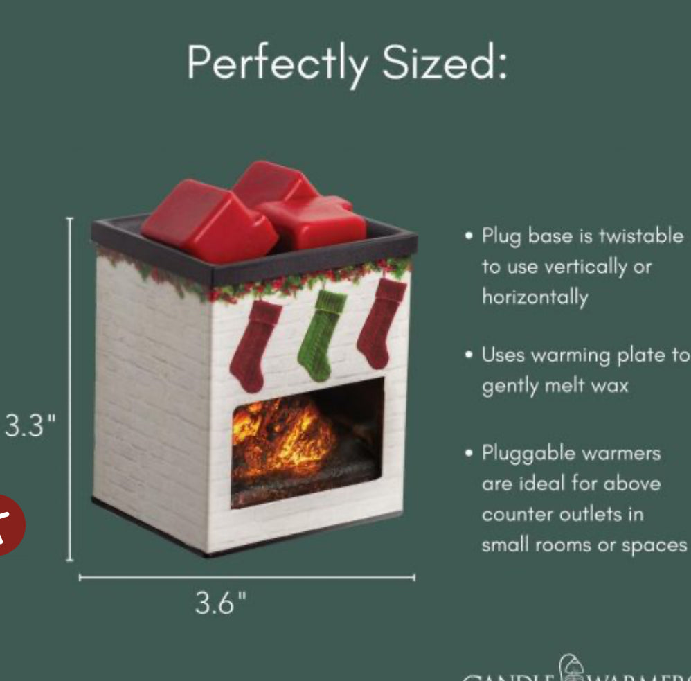 Wax Melt Warmer: Holiday Fireplace (pluggable)