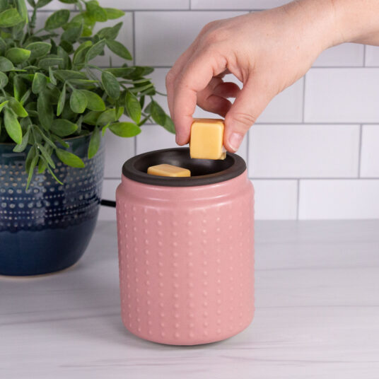 Wax Melt Warmer: Hobnail (pink) -- flip dish